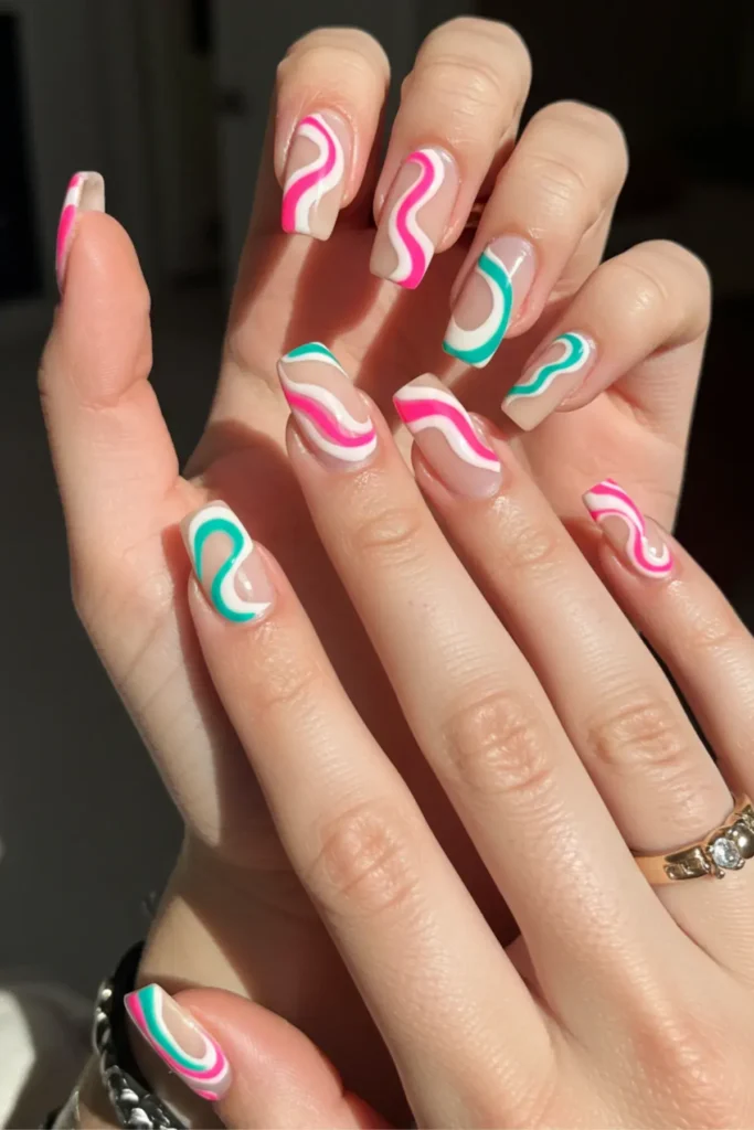 Swirl Pattern Long Nails