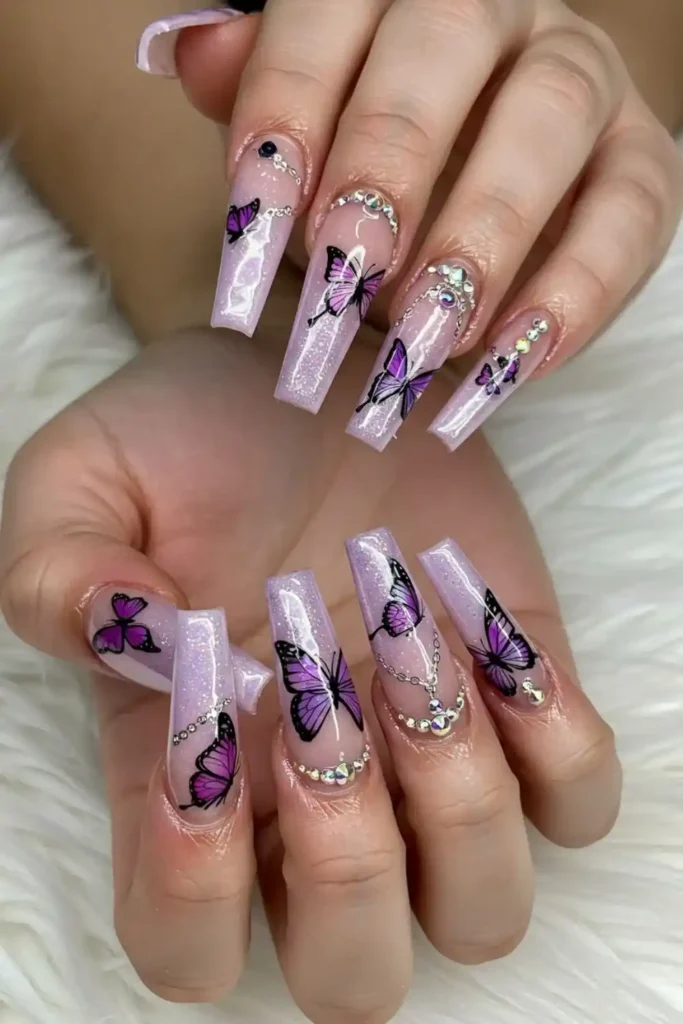 Butterfly Glow Nails