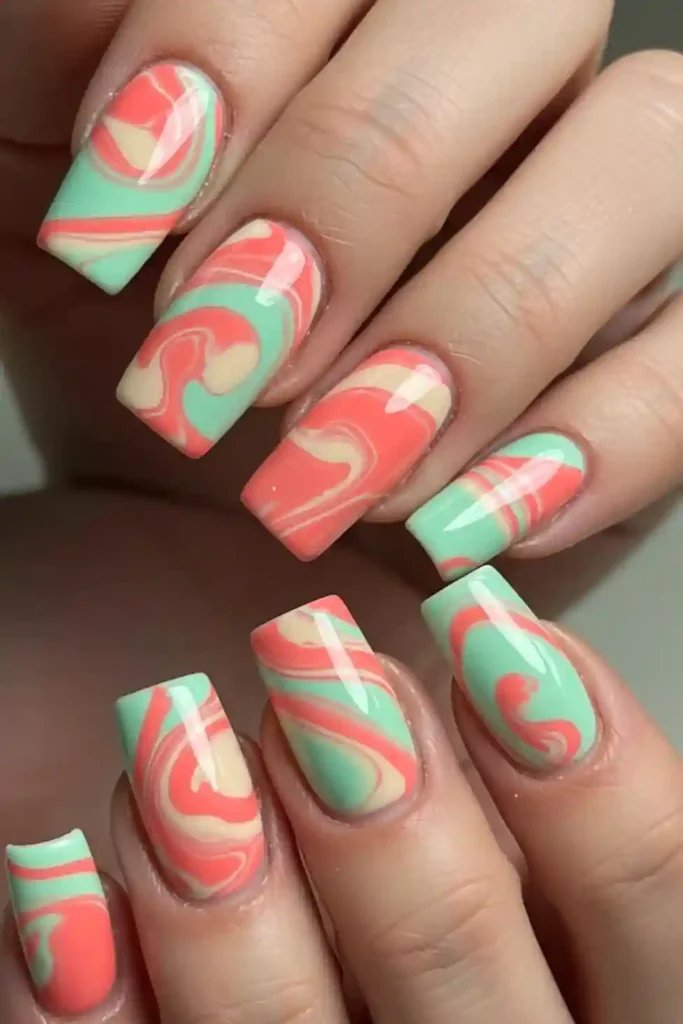 Minty Coral Swirl