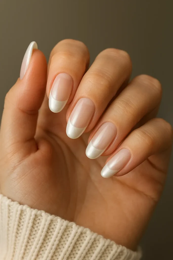 White Pearl French Nail Idea